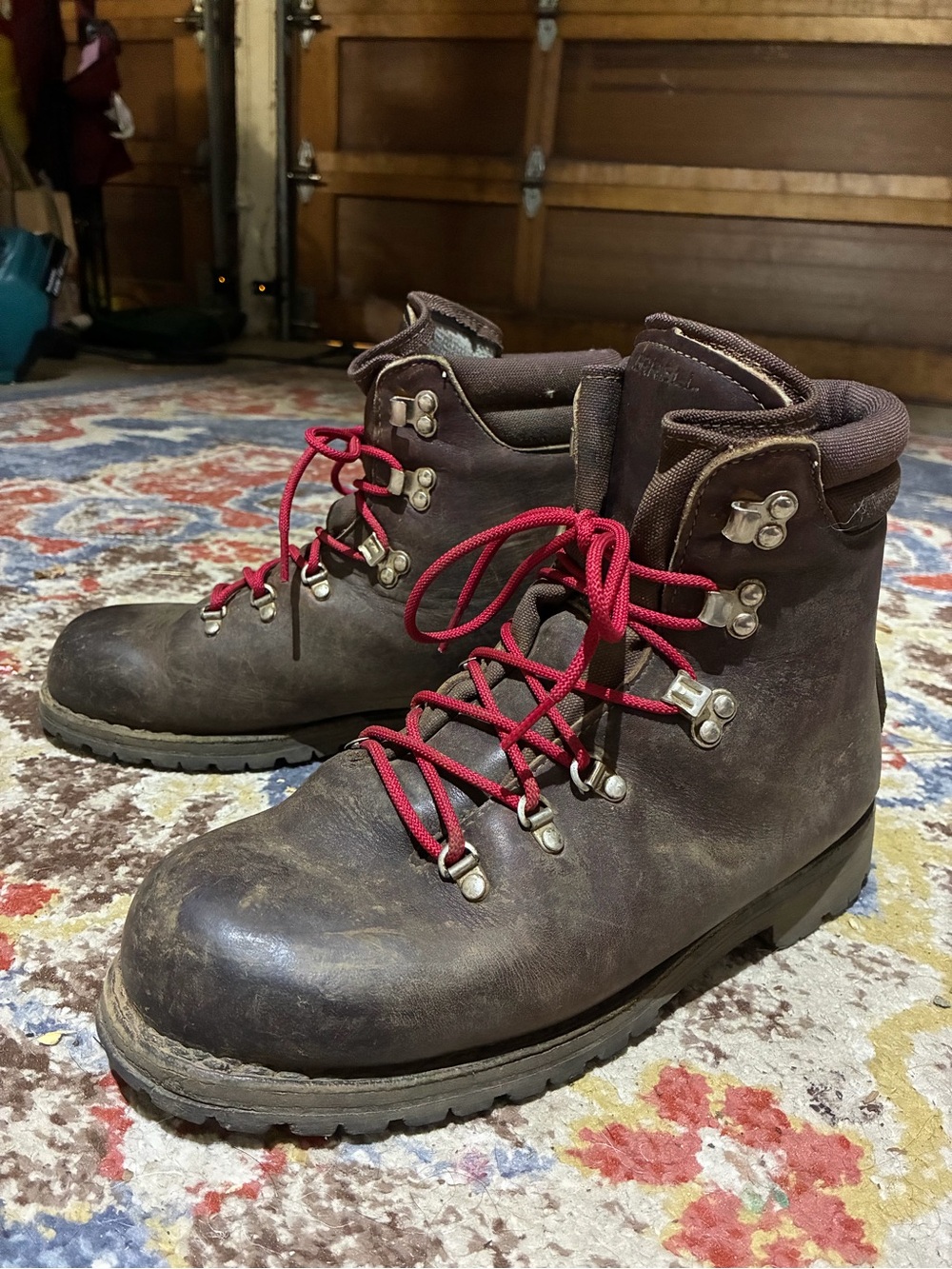Vintage Merrell Leather Hiking Boots with Red Laces